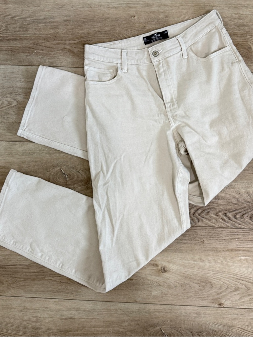 HOLLISTER 10/30 LONG Khaki Light Tan High Rise Dad‎ Jeans Baggy